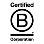 The official B Corp logo - a capital letter 'B' in a circle with a subray - presented alongside a minimalist Medik8 brand badge featuring the text 'B CORP CERTIFIED'.