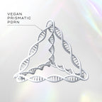 Vegan prismatic PDRN design on a light background