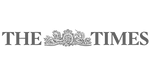 The logo for The Times newspaper, featuring the words "THE" and "TIMES" in a dark grey, bold serif font, separated in the center by the traditional British Royal coat of arms emblem.