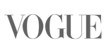 The iconic Vogue magazine logo, featuring the word "VOGUE" in all-caps using a dark grey serif typeface with dramatic contrast between thick and thin lines, centered on a white background.