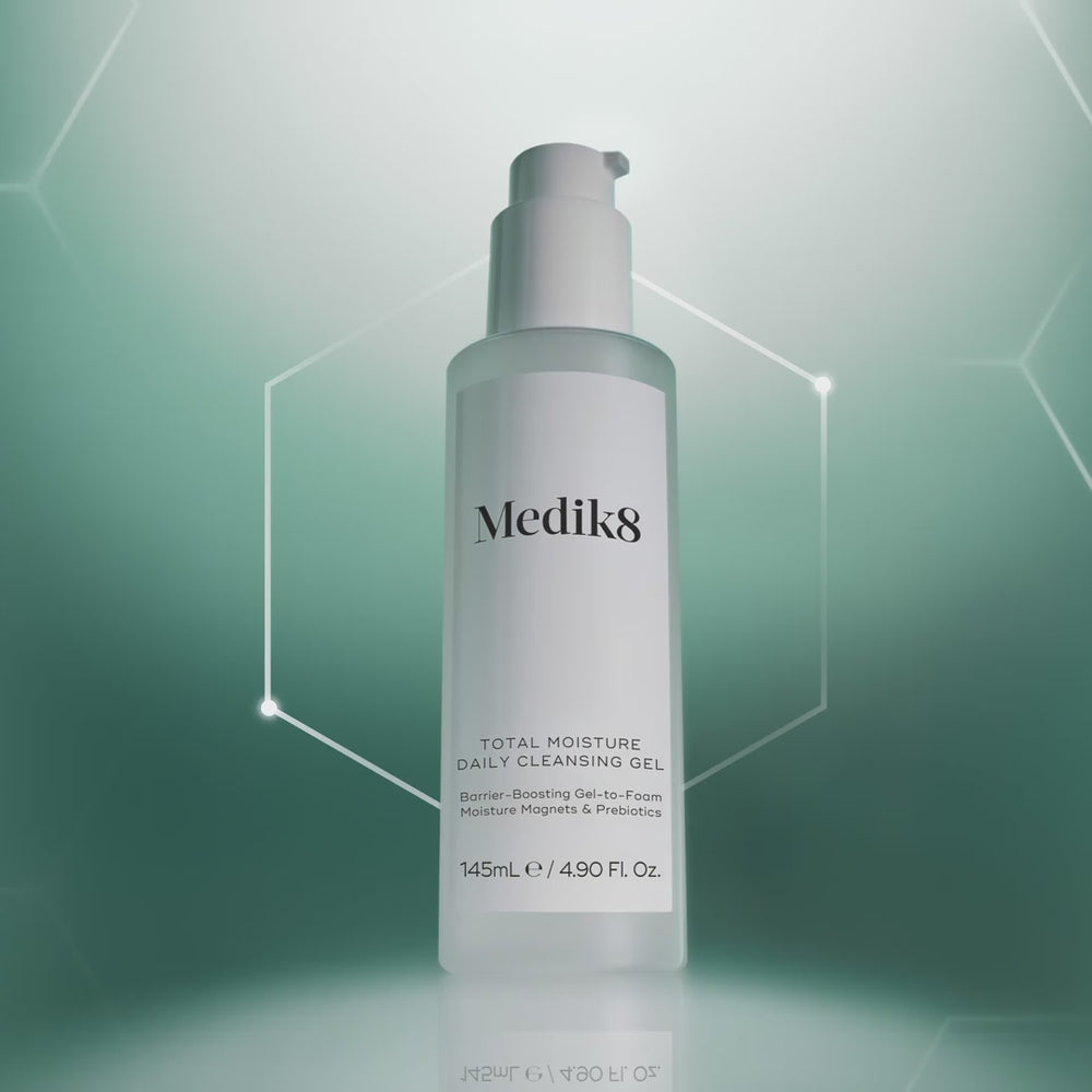 New Medik8 Total Moisture Daily Cleansing Gel: Removes everything, disturbs nothing. Clinically proven to maintain hydration until your next cleanse.